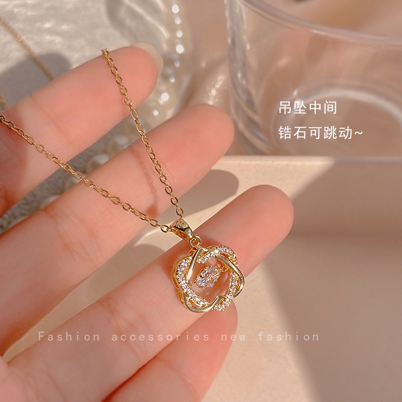 Vòng cổ thép titan mặt đính đá zircon thời trang 2021 cho nữ