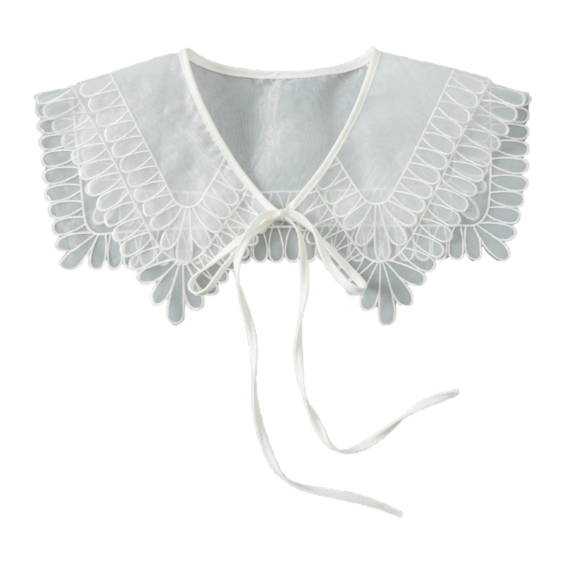 Cổ áo sơ mi giả trong suốt thêu họa tiết ngọt ngào có thể tháo rời trang trí cho nữ