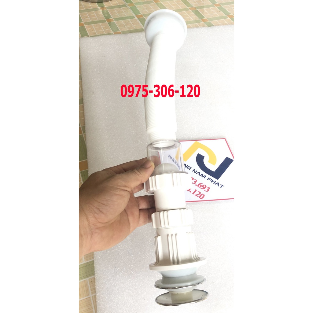 {DÙNG CHO LAVABO KHÔNG CÓ XẢ TRÀN} Ống Xả XiPhong Bồn Rửa Mặt Lavabo X06 xả ruột gà to dài,chống hôi tuyệt đối