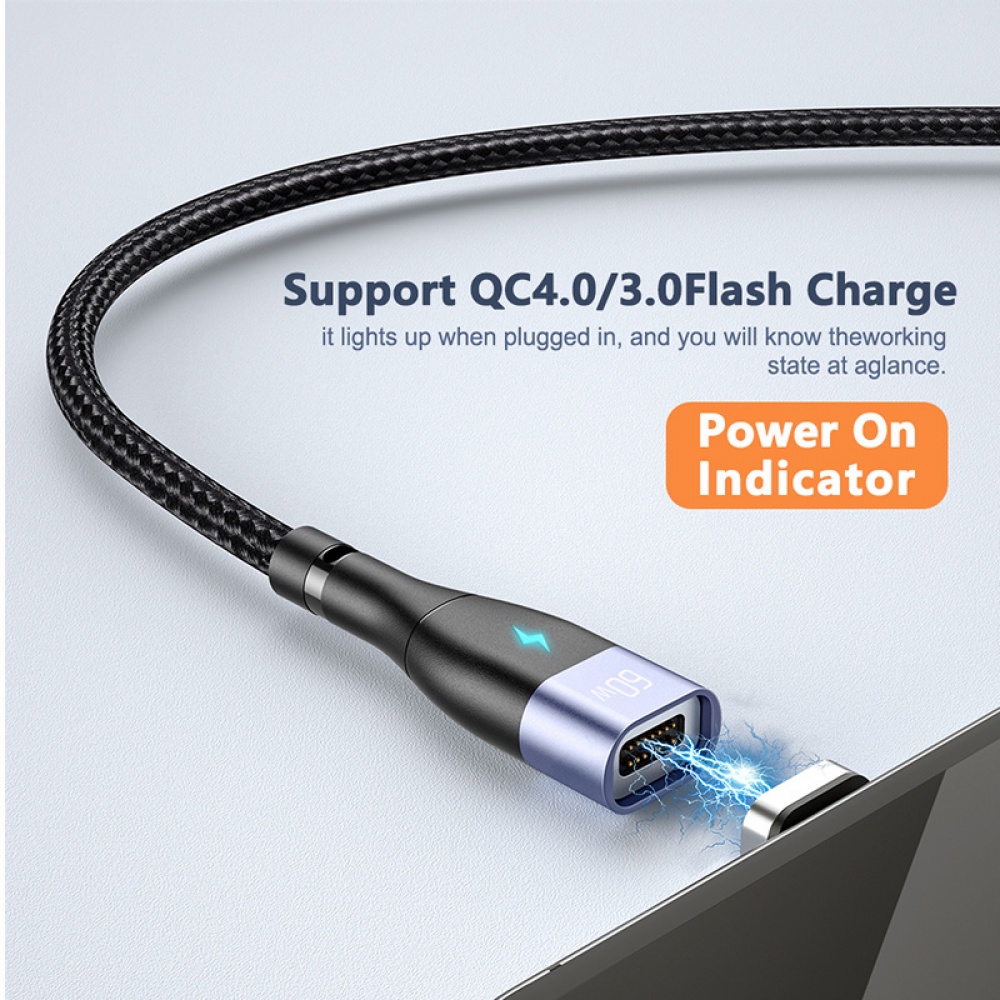 Dây cáp sạc nhanh từ tính ELOUGH 60W PD đầu cắm USB sang micro USB/loại C/