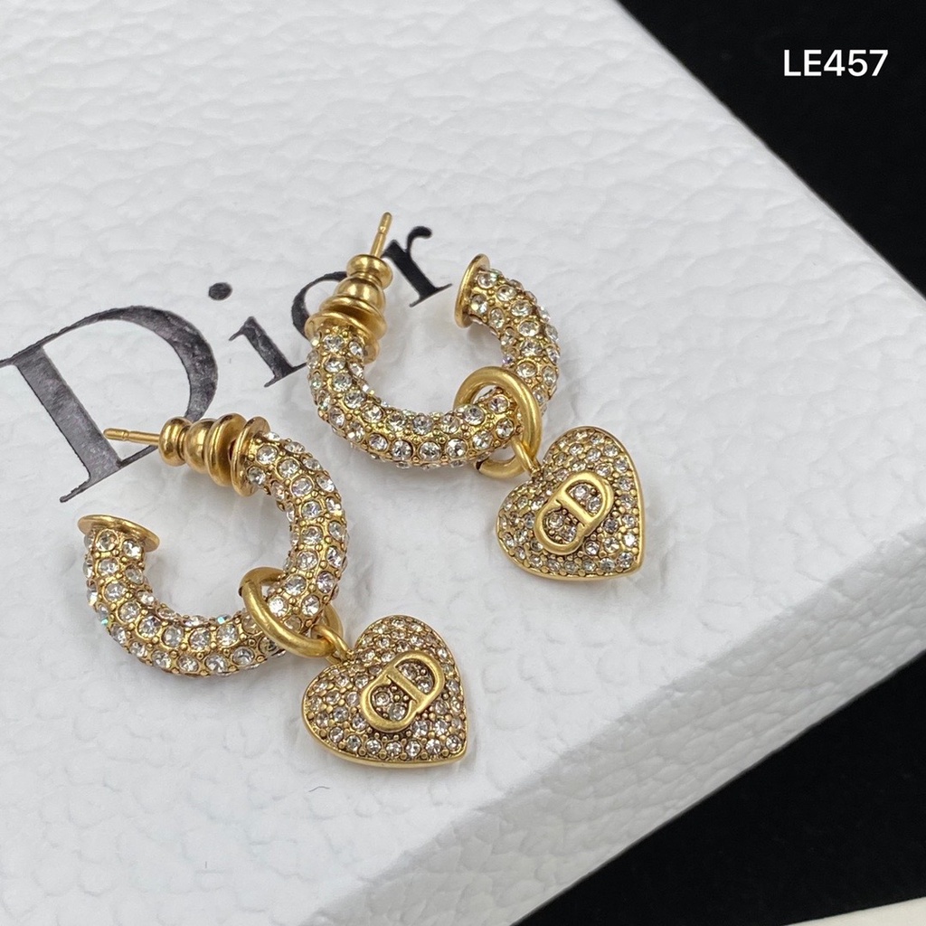 Khuyên Tai Đính Đá Họa Tiết Chữ Dior Thời Trang Thanh Lịch