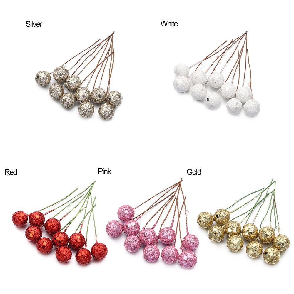 Bộ 10 Bông Hoa Nhỏ Đính Kim Sa Nhiều Màu Trang Trí Tiệc Cưới / Giáng Sinh