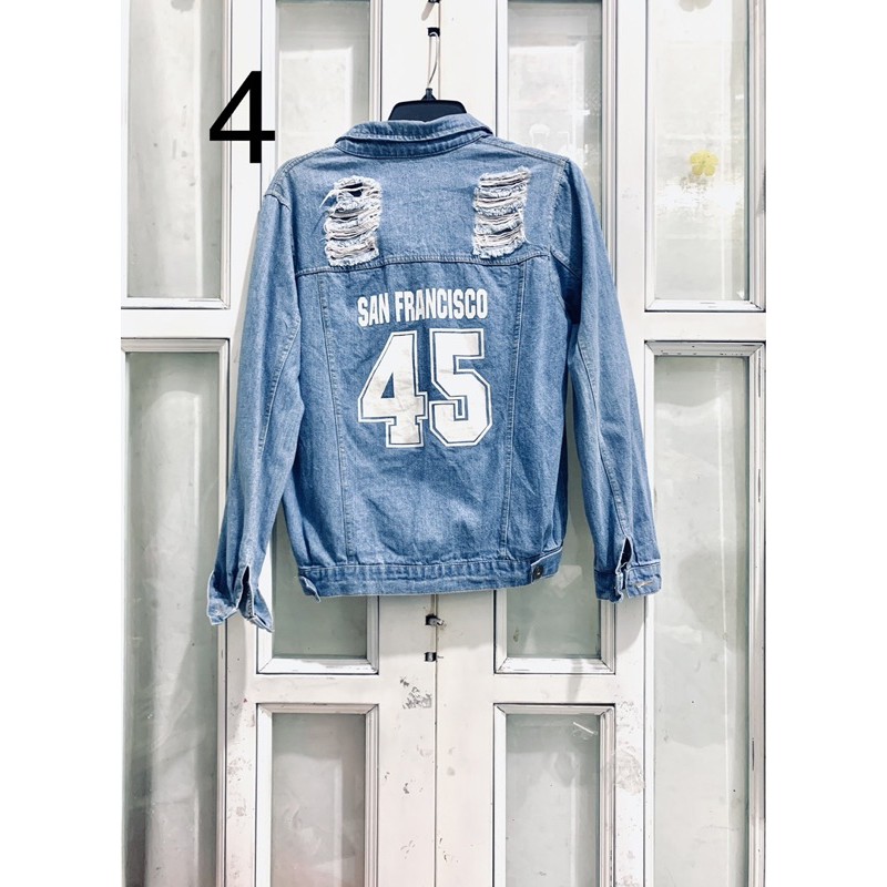 Áo khoác jean bomber phom rộng