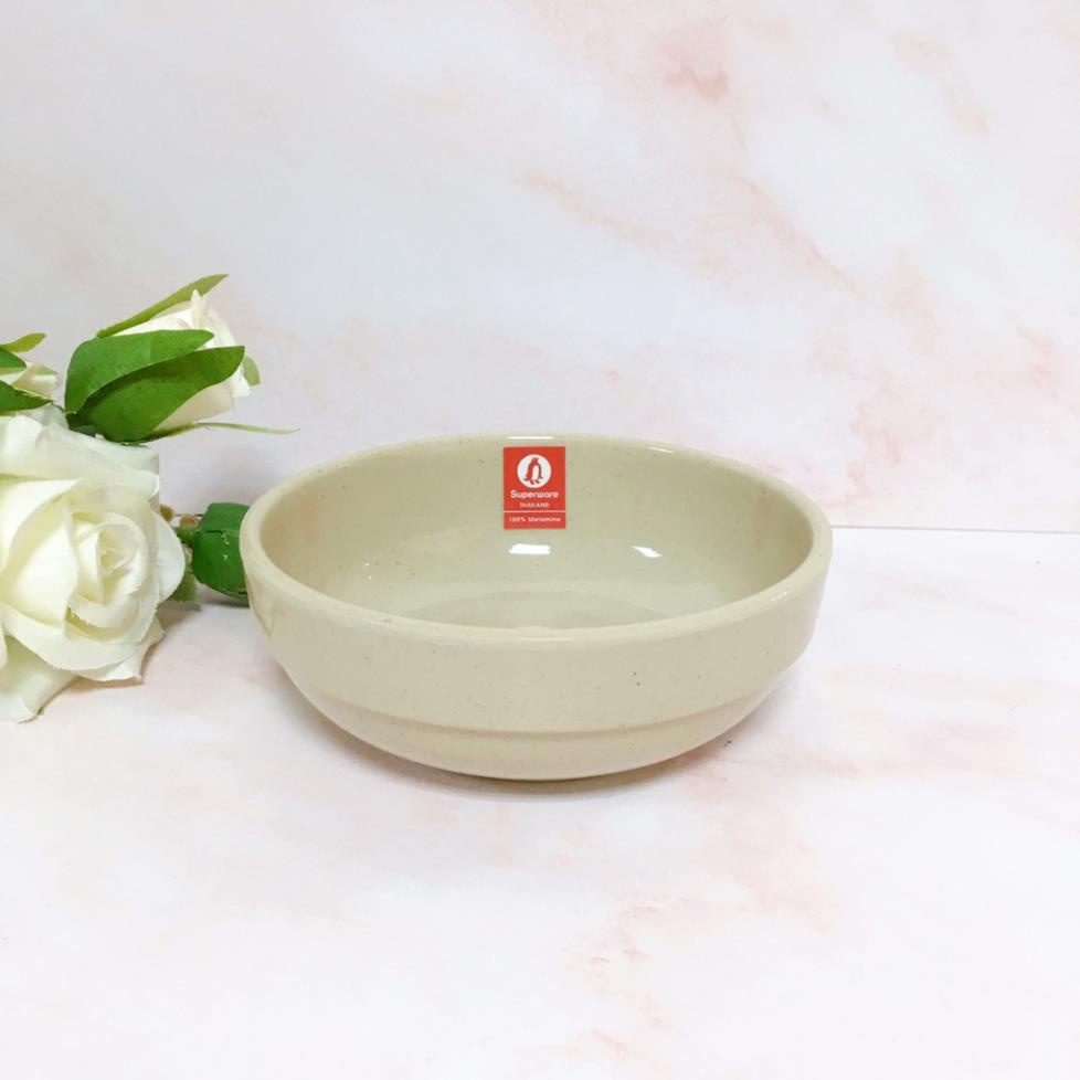 (HÀNG ĐẸP) Bộ Bát Đĩa Phong Cách Hàn Quốc SUPERWARE Nhựa Phíp 100% Melamine Nâu Đá - Stone