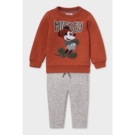 Bộ nỉ bông mickey nâu cam caramel CA dư xịn 3-15kg