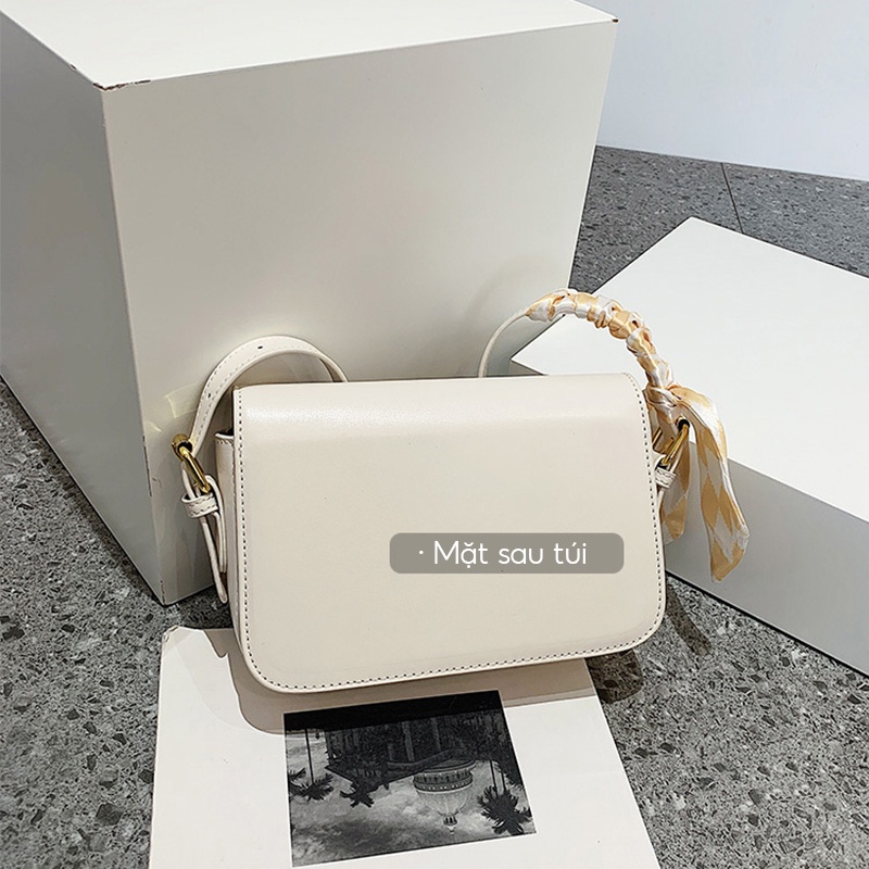 Túi da đeo chéo chữ nhật túi đeo vai nữ dáng trơn basic kèm dây lụa QH060 - Alicehousee