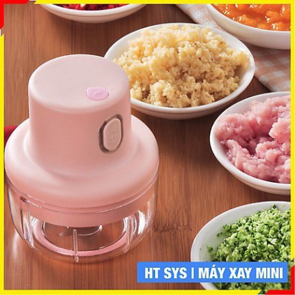 Máy Xay Thịt Cầm Tay Mini Sạc Điện 250ml – Máy Xay Tỏi Ớt, Củ Quả Đa Năng, Có Cổng Sạc Usb