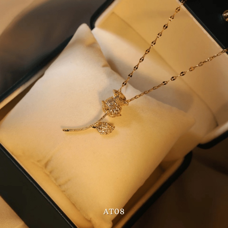 Dây chuyền hoa đính đá tinh xảo dành cho nữ hottrend Hàn Quốc AT09