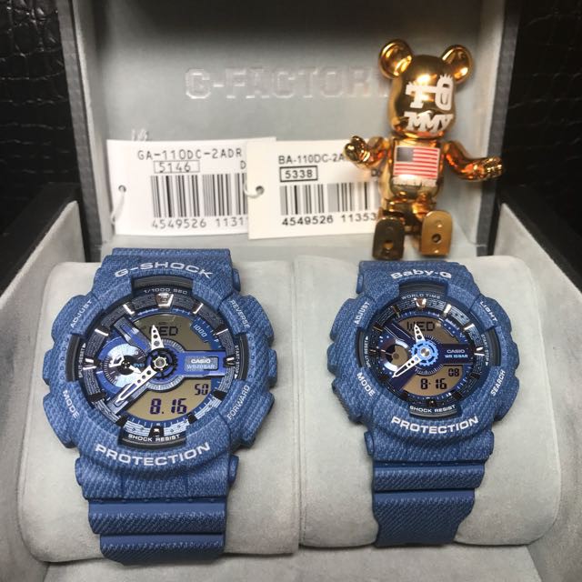 Đồng hồ Casio G-Shock GA-700DE-2A và Baby-G BA-110DE-2A1 màu denim: Cặp đôi  QUARTZ (PIN) Dây cao su trẻ trung năng động