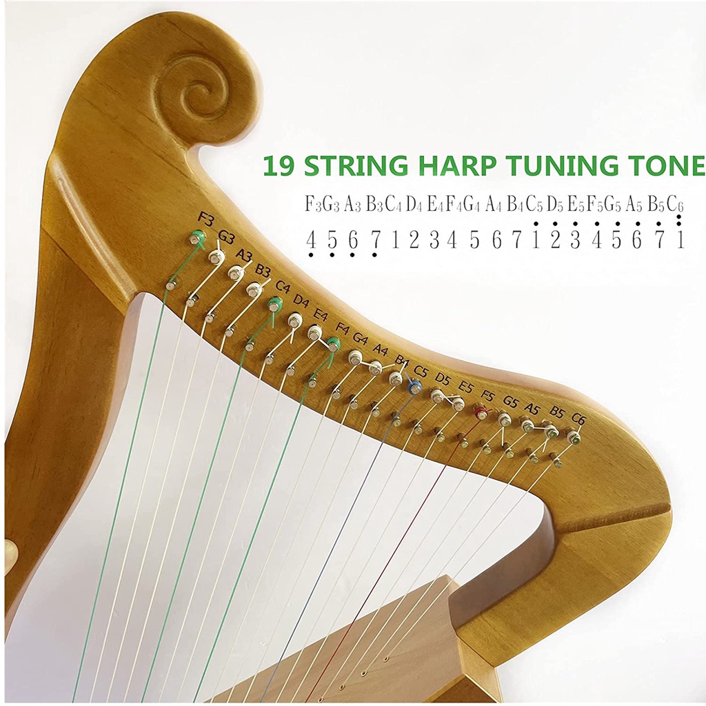 Đàn hạc 19 dây gỗ Xoan đào - Tonic Kalimba Tặng phụ kiện