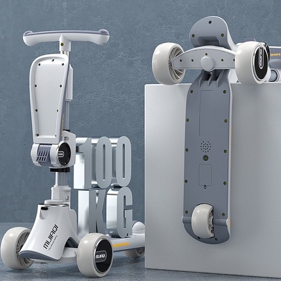 Xe  trượt scooter   MIJAQI 2 in 1 ,xe chòi chân cho bé có đèn phát sáng có nhạc kết nối Bluetooth tải trọng 100kg.