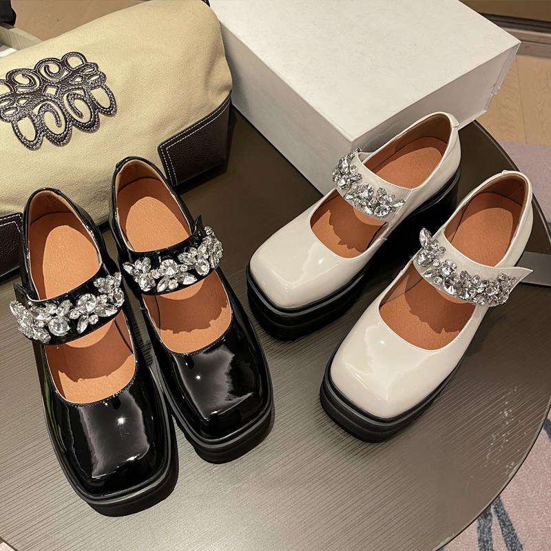 Giày Cao Gót Quai Dán Đính Đá Đế Dày Chống Thấm Nước Thời Trang Mới Dành Cho Nữ 2022