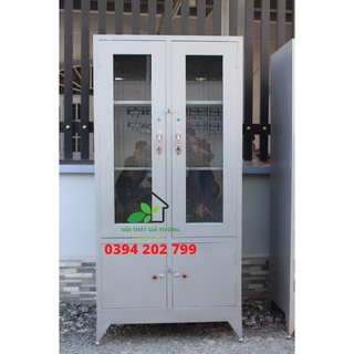 Tủ sắt văn phòng - tủ hồ sơ kính giá rẻ mẫu mới tầng ngăn rộng
