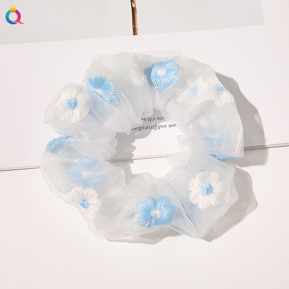 Dây cột tóc Srunchies thêu bông hoa xinh xắn Jennie Accessories đồ buộc tóc nữ