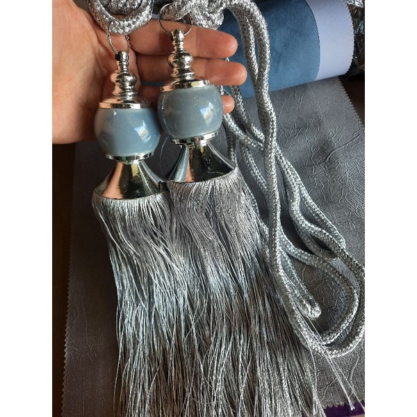 Bộ 2 dây vén rèm màu xám