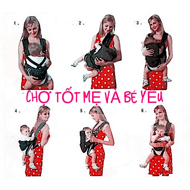 ĐỊU EM BÉ 6 TƯ THẾ (NẰM,NGỒI,BÉ SƠ SINH-LỚN) BABY CARRIER