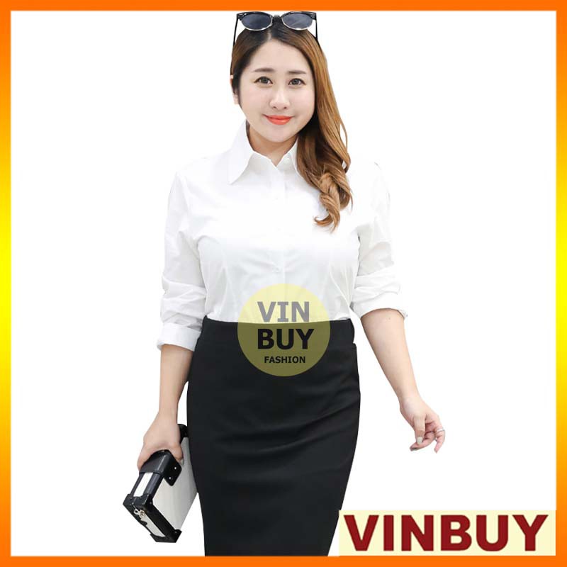 Áo sơ mi trắng bigsize nữ VINBUY form rộng lên đến 100kg, chất vải mềm mại, dày ...