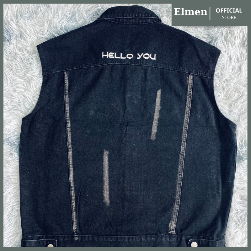 Áo Gile Bò Nam Nữ Phong Cách Cá Tính - Áo Khoác Jeans Dáng Rộng Ulzzang Unisex Hàn Quốc Màu Xanh Màu Đen Đủ Size ELMEN