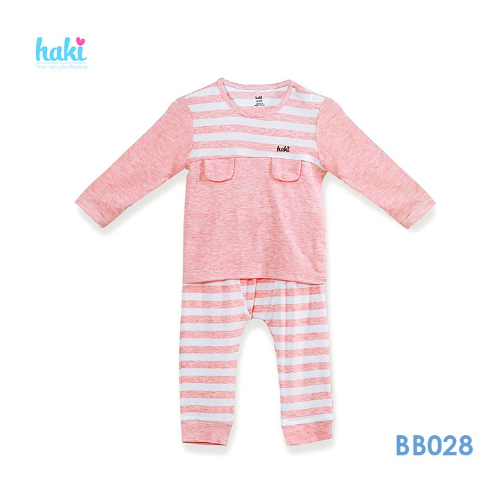 Bộ quần áo dài tay cài vai can cầu ngực cho bé BB028 - set mặc nhà chất liệu Bamboo siêu mềm mịn HAKI
