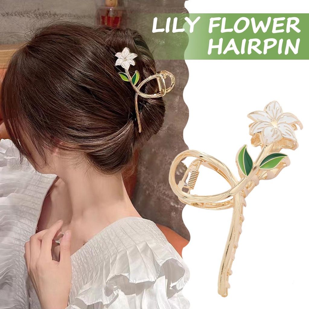 Kẹp Tóc Cá Mập Hình Hoa Lily D8D0