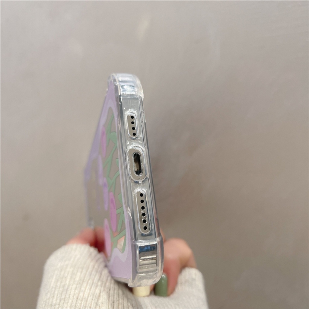 Ốp Lưng Gương Chống Sốc Purple Flowers - O036