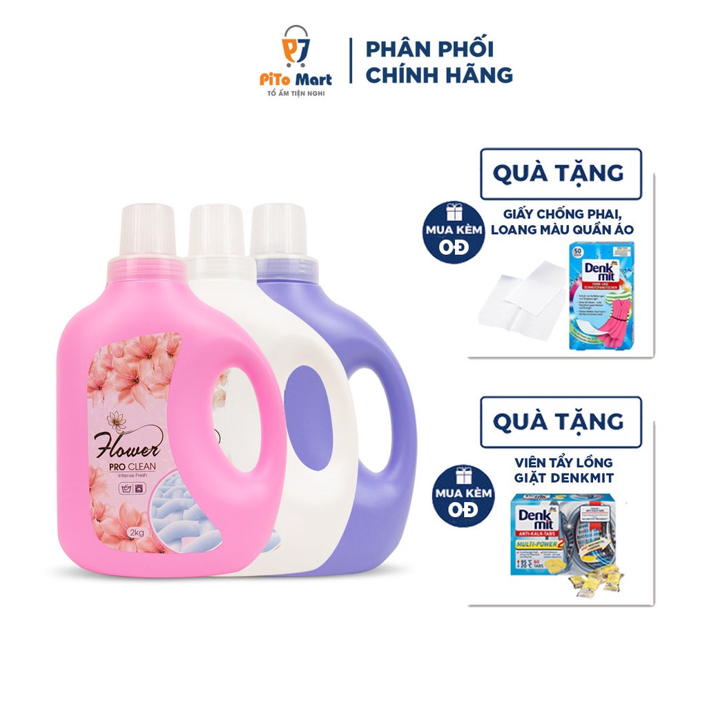 Sữa giặt, Nước giặt xả Flower 2kg hương Comfort/Denee/Cá ngựa hàng chính hãng 100%