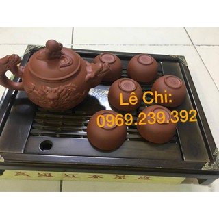 Bộ ấm chén gốm kèm khay cực đẹp