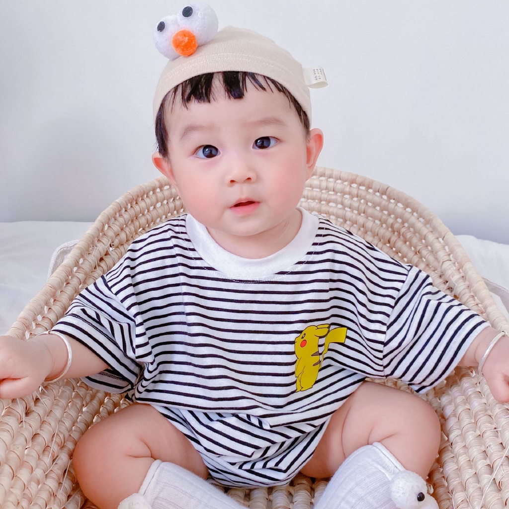 Bộ áo liền quần cotton mềm thời trang mùa hè cho bé