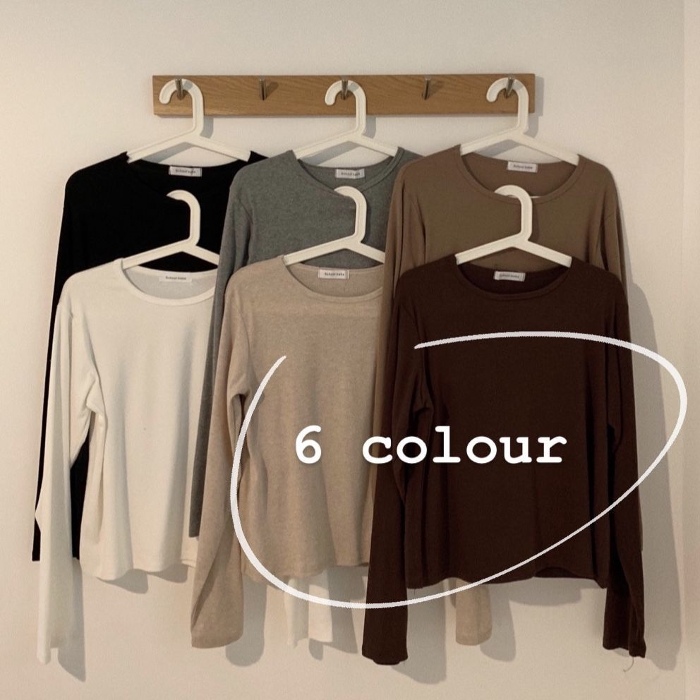 Áo Thun Tay Dài Cổ Tròn Màu Sắc Đơn Giản Dành Cho Nữ