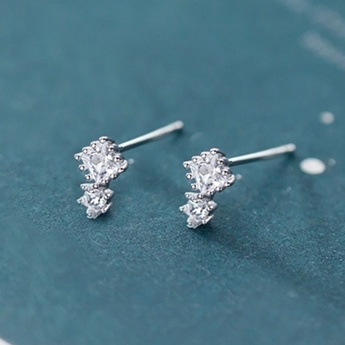 Khuyên Tai Bạc Nữ Đính Đá Bằng Bạc Thật ITALY S925 cao cấp B2496 Bảo Ngọc Jewelry