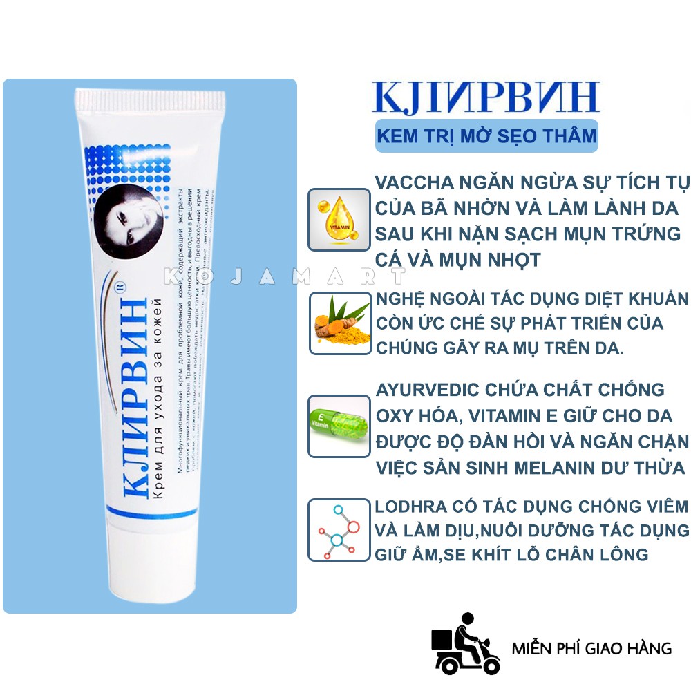 Kem Mờ Sẹo KLIRVIN Nga 25g | giảm sẹo lồi, lõm, sẹo thâm, do mụn | BigBuy360 - bigbuy360.vn