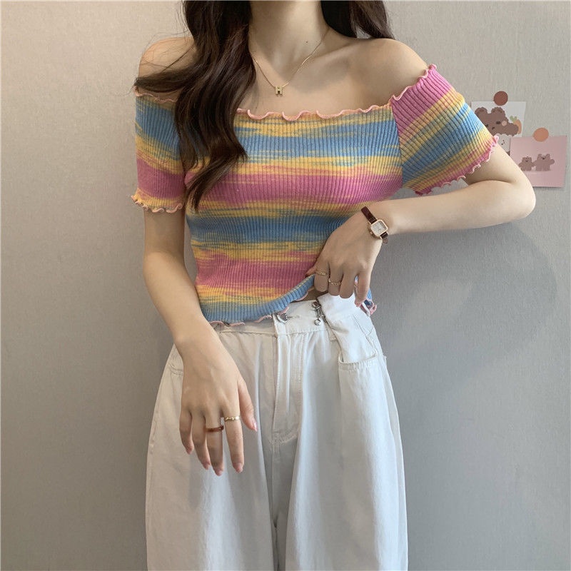 Áo len dệt kim mùa hè dáng croptop phong cách Hàn quốc cực xinh AL11