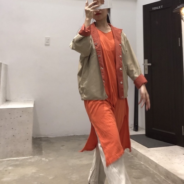 Đầm thun dáng dài Hàn Quốc secondhand, có mũ, xẻ tà bên xinh xắn dễ phối đồ (Collec4)