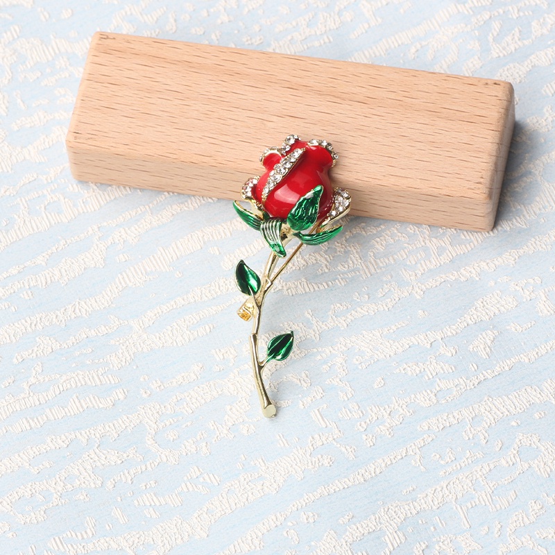 Ghim Cài Áo Hình Hoa Hồng Đính Đá Thanh Lịch
