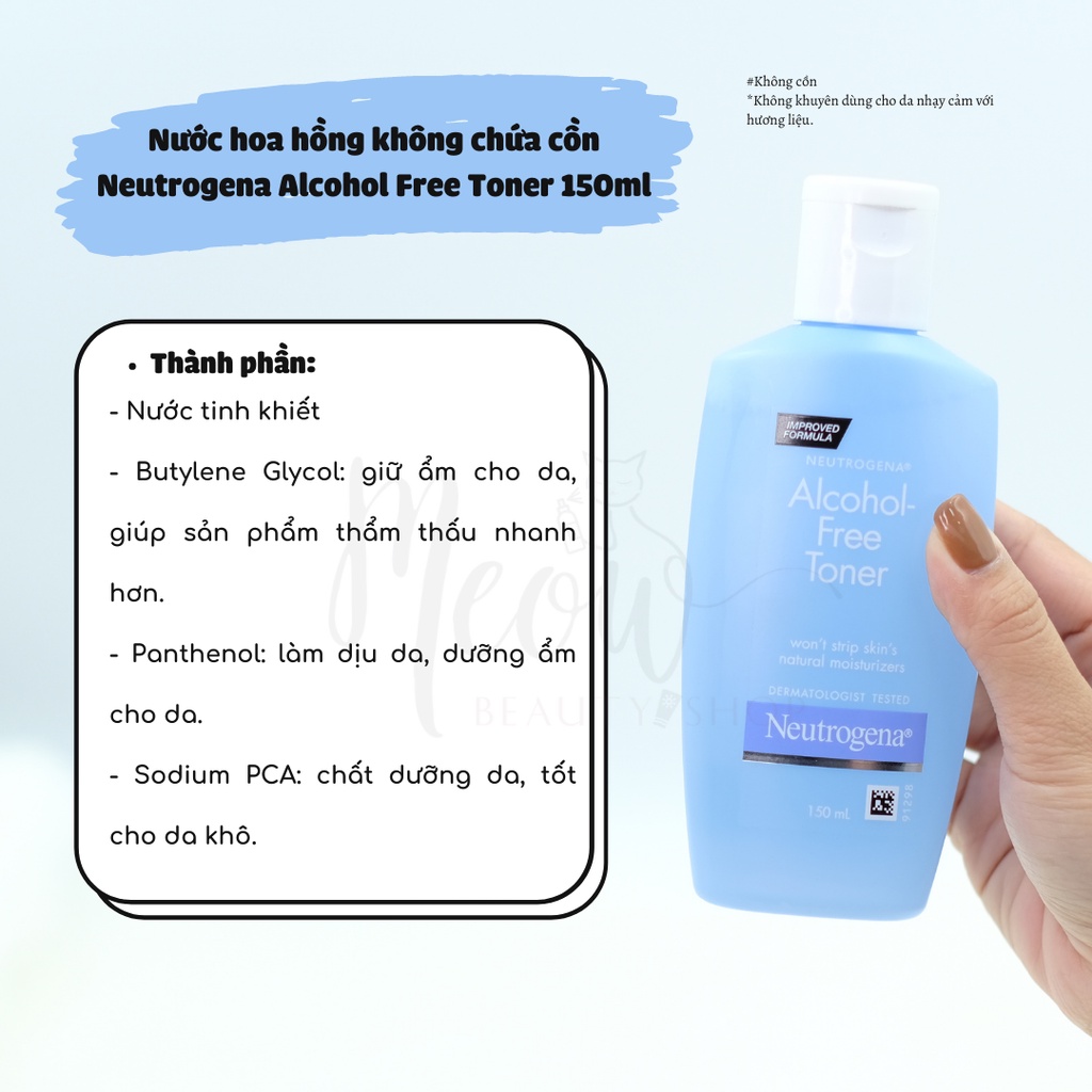 Nước hoa hồng không chứa cồn Neutrogena Alcohol Free Toner 150ml