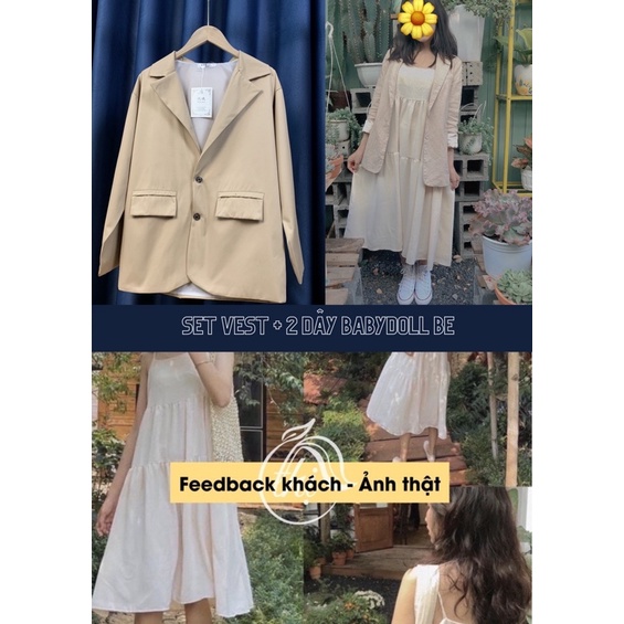 Áo blazer 2 lớp, áo vest khoác ngoài, phong cách thanh lịch, mix&amp;match nhiều style khác nhau