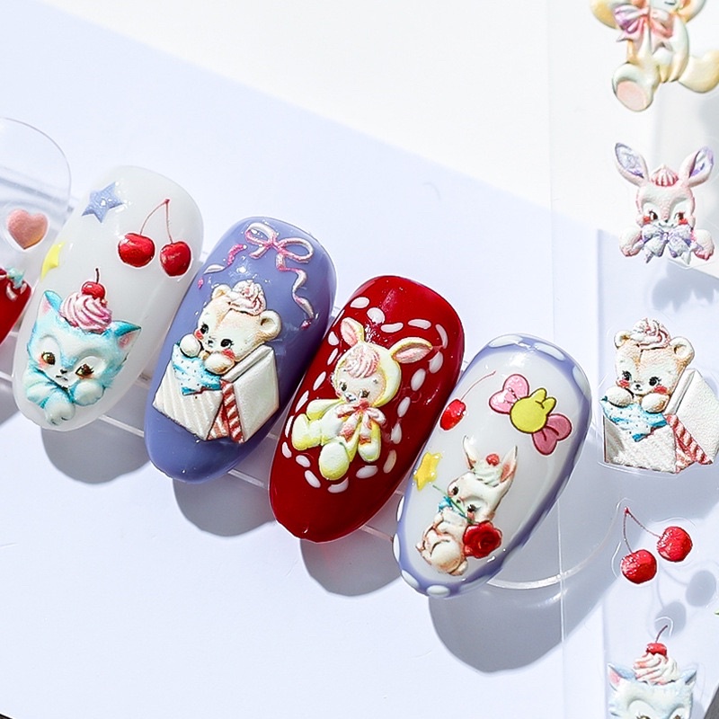 Sticker gấu thỏ hàng cao cấp ,dán và trang trí nail/móng tay