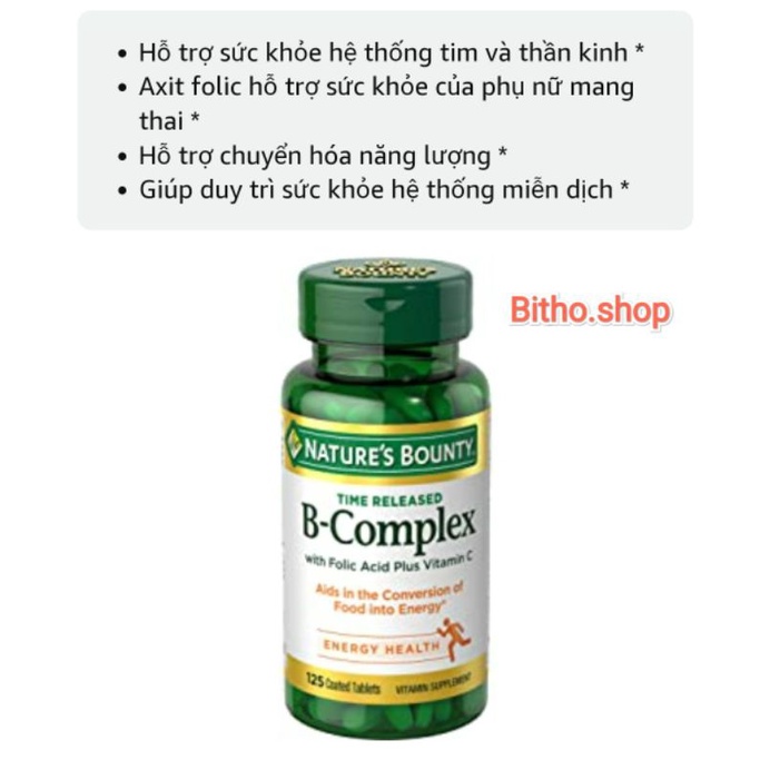 [5/2025] Viên giúp khoẻ đề kháng, tim mạch B Complex với axit folic và vitamin C 125 viên nén