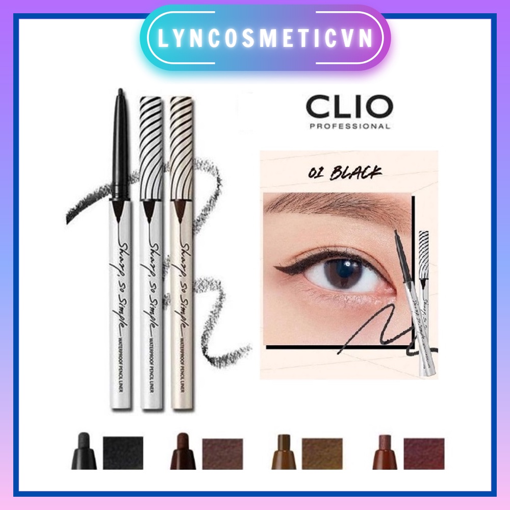 (Chính hãng) Bút kẻ viền mắt - mí mắt CLIO Sharp So Simple Waterproof Pencil Liner dạng sáp chống thấm nước không trôi
