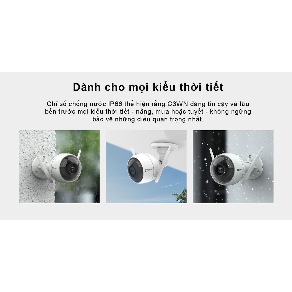 Camera WiFi ngoài trời, ghi hình màu ban đêm EZVIZ C3W CS-CV310 1080P 2.0MP - Hàng Chính Hãng