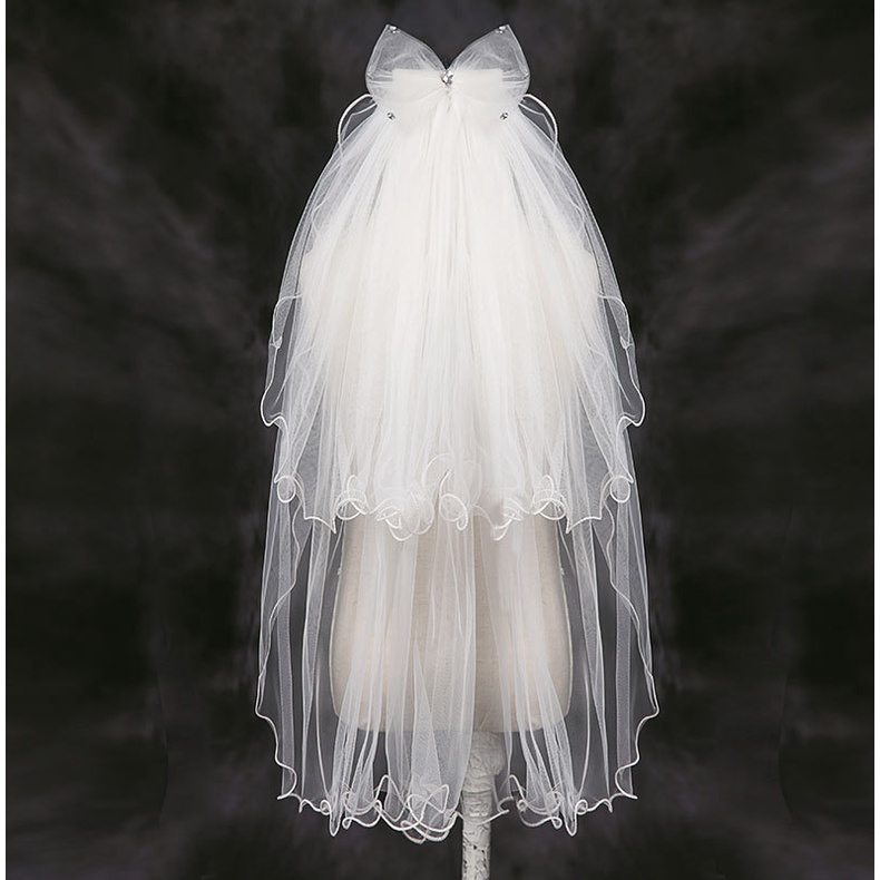 Voan Cài Tóc Cô Dâu Nơ 2 Lớp Có Lược Cài 75K Số 4