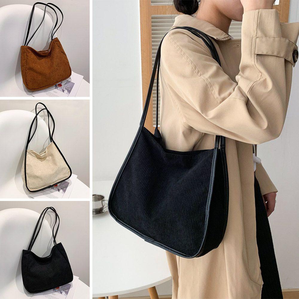 Túi Tote Đeo Vai Cỡ Lớn Chất Liệu Nhung Kẻ MIHAN1 Cho Nữ