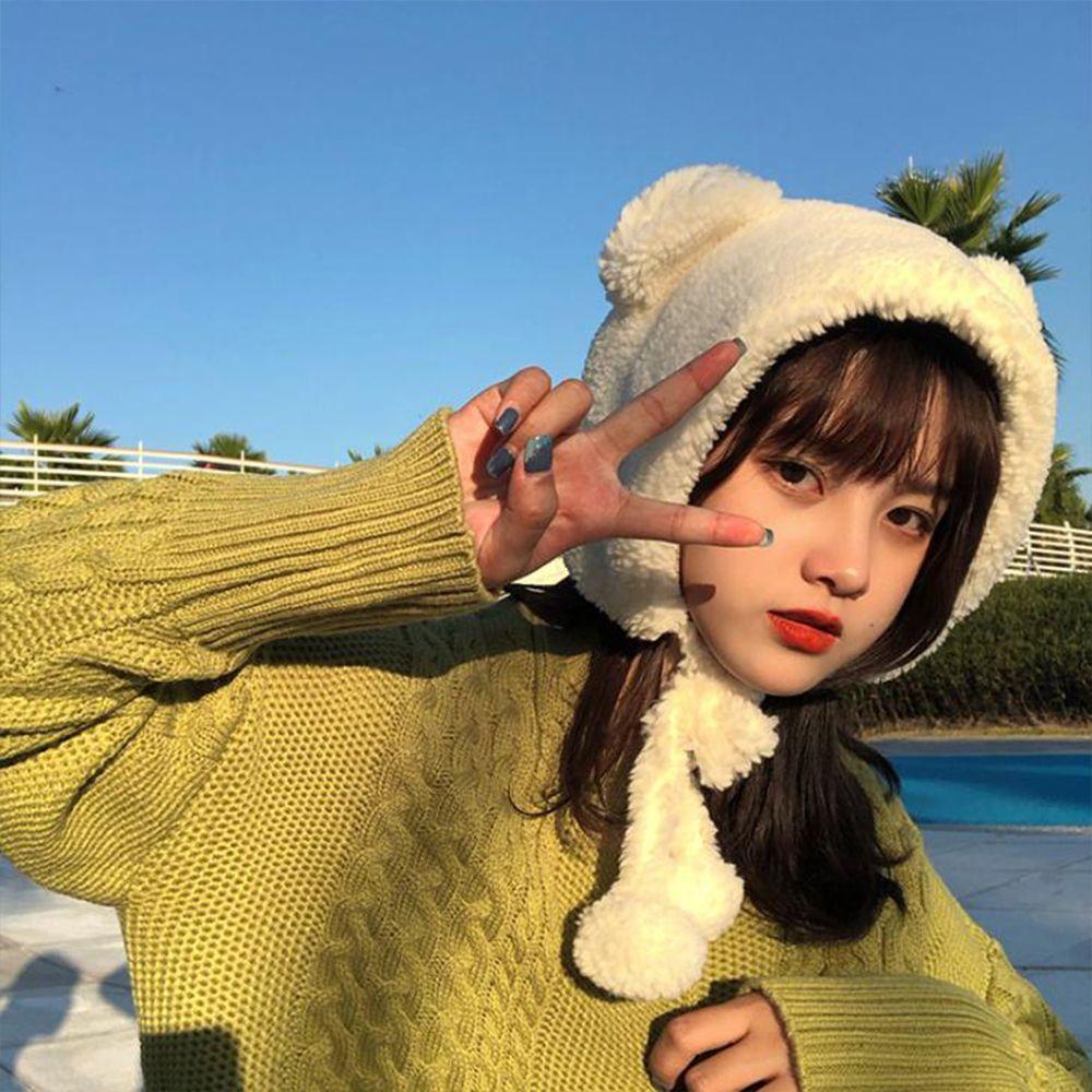Mũ Len Đính Tai Gấu Lấp Lánh Dễ Thương Cho Nữ