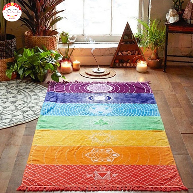 Thảm Tập Yoga Màu Cầu Vồng Phong Cách Boho