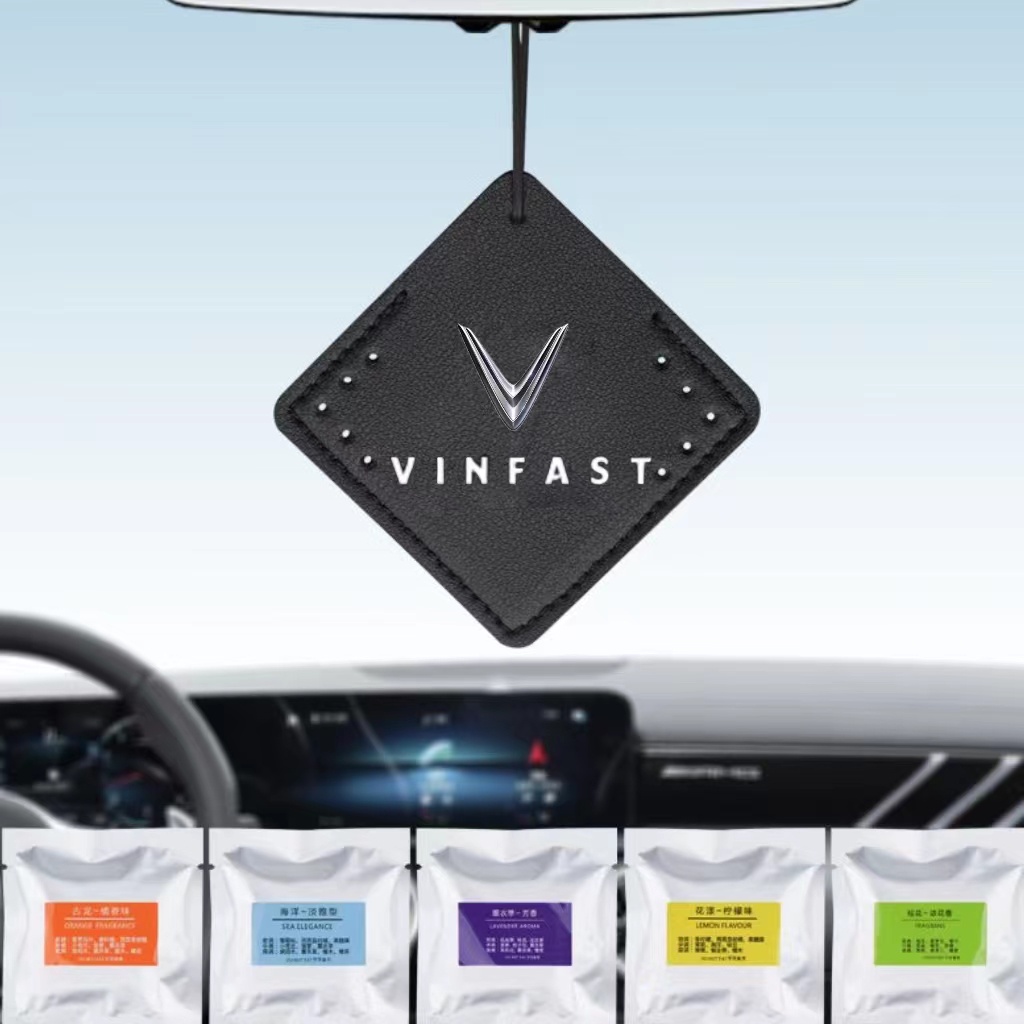 Set 4 Lọ Nước Hoa VinFast VF8 VF9 VF e34 VF5 VF7 LUX2.0 LUX a2.0 VF33 Bằng Da Treo Trang Trí Xe Hơi