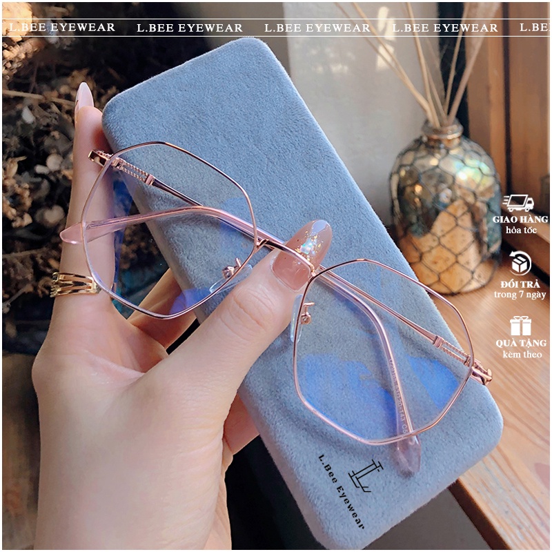 Gọng kính cận nam nữ mắt kính hình lục giác L.BEE GLASSES, mắt kính kim loại thời trang chống ánh sáng xanh MSP 29LG165