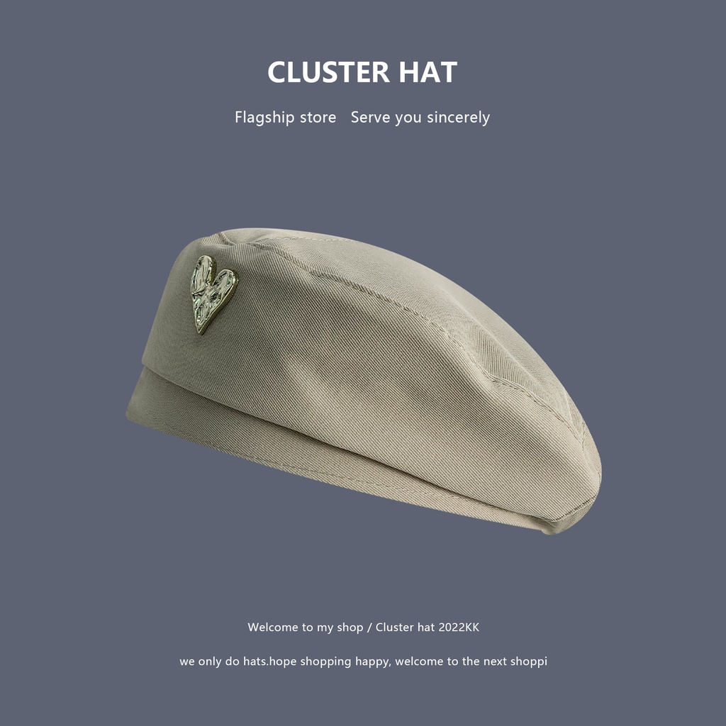 Mũ Beret Hình Trái Tim Phong Cách Hàn Quốc Ngọt Ngào Cho Nữ