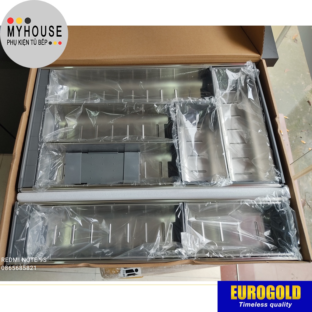 Khay Chia Ngăn Kéo, Khay đựng Thìa Dĩa Inox Cao Cấp - phụ kiện tủ bếp Eurogold