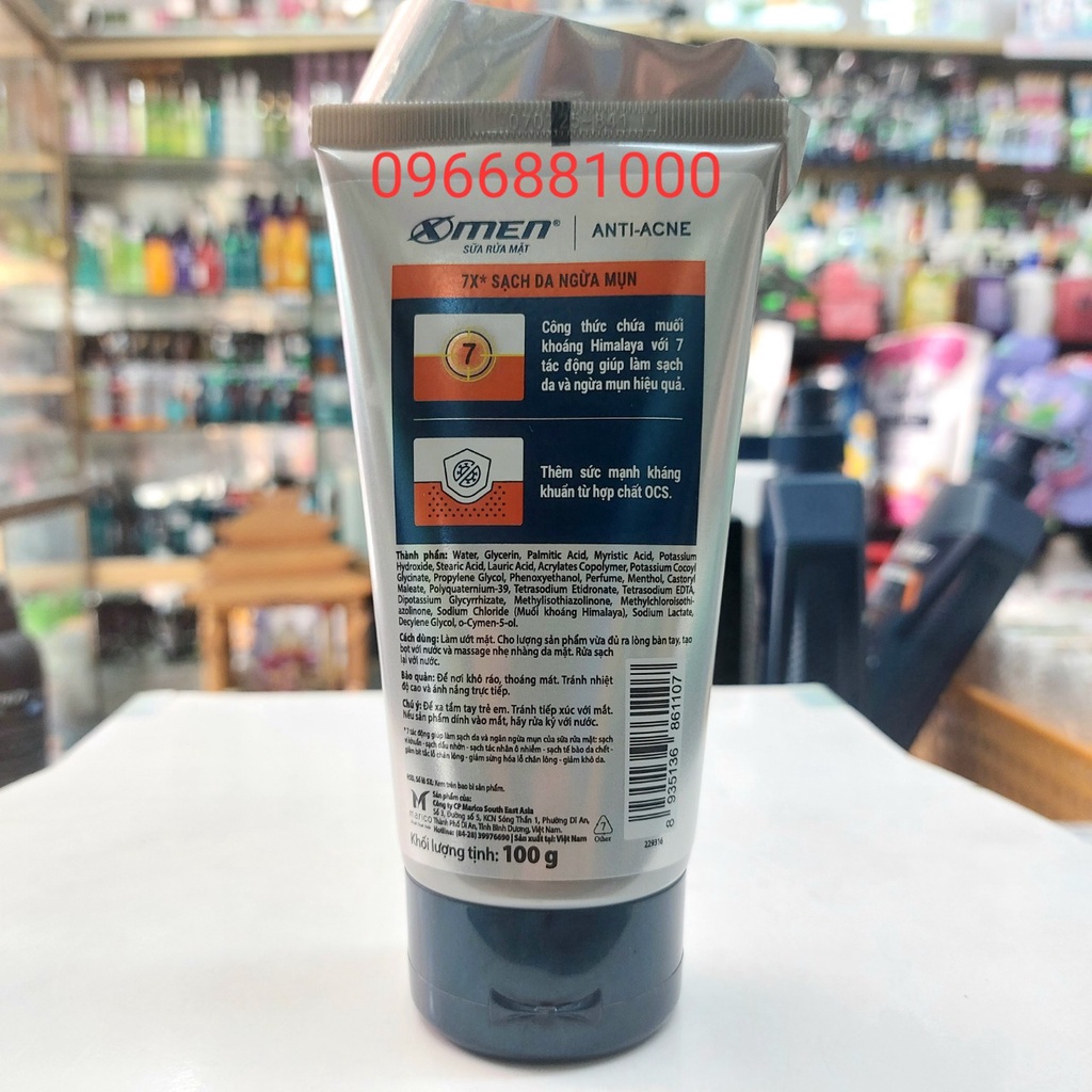 Xmen Tuýp Sữa Rửa Mặt 7x 100g Anti Acne Sạch Da Ngừa Mụn