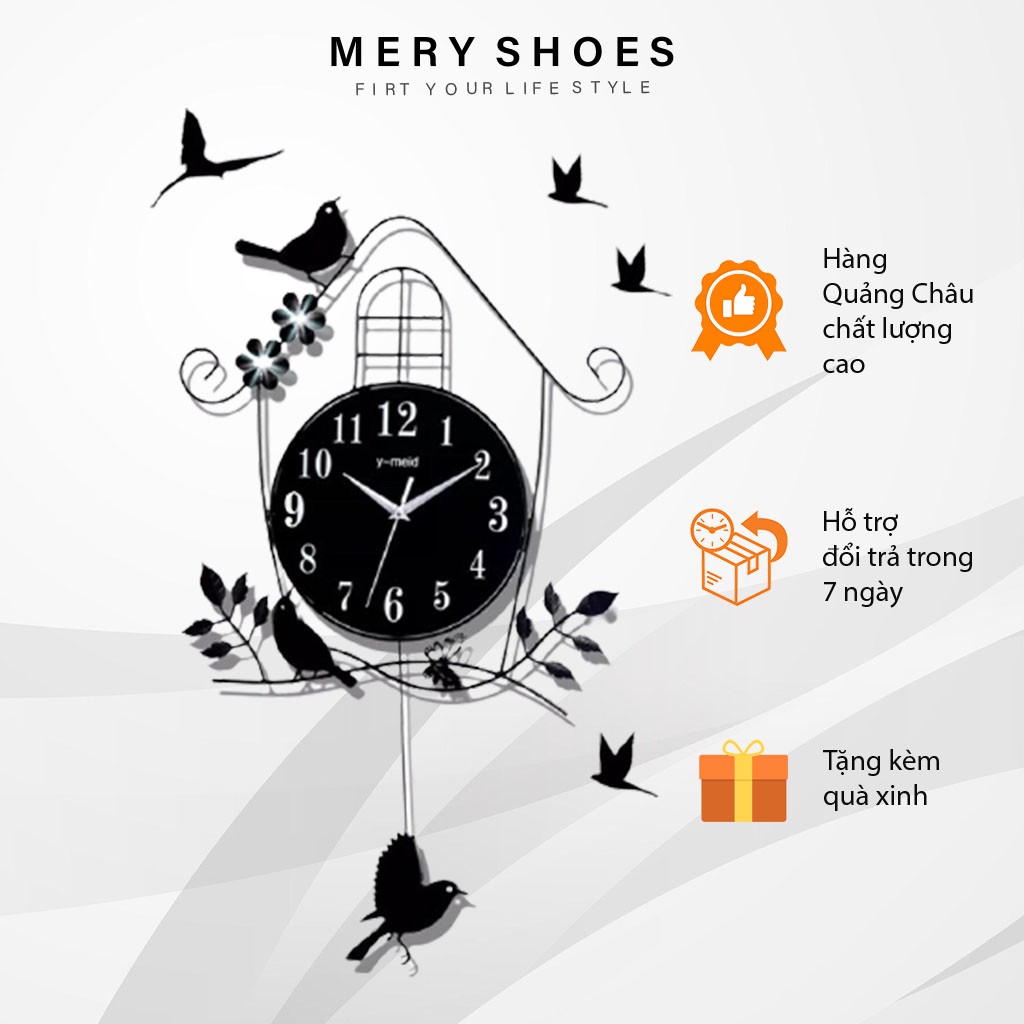 Đồng Hồ Treo Tường Quả Lắc Decor Trang Trí Nội Thất Hiện Đại [HÀNG SẴN] - Mery Shoes